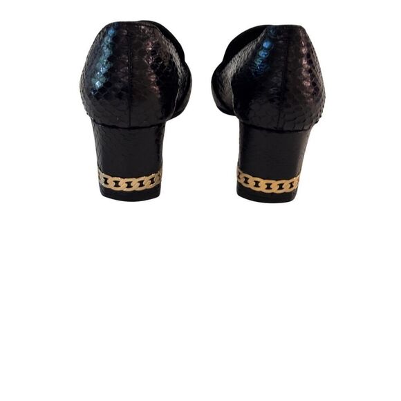 Tamara Mellon Black Embossed Leather Block Heel Loafers Size 36 Made in Italy - Picture 6 of 9